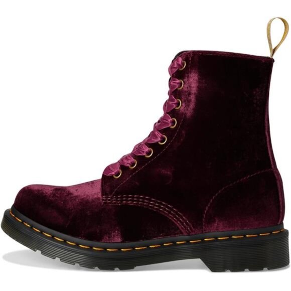 Dr. Martens Women’s Vegan 1460 Pascal Velvet Boots – 8-Eye Lace-Up Combat Boot 7 - Picture 5 of 9